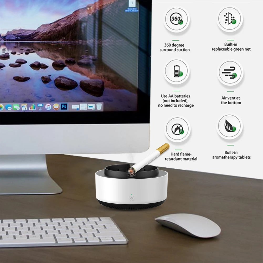 Small Multifunctional Air Purifier and Ash Tray for Home Office with Negative Ion Enhancement and Detachable Design