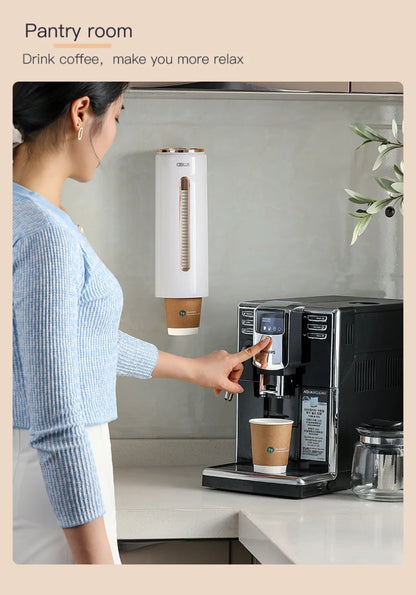 Paper Cup Dispenser Holder Automatic Disposable Cup Storage Rack Wall Mounted Cup Holder Organizer Water Dispenser Cups Stand