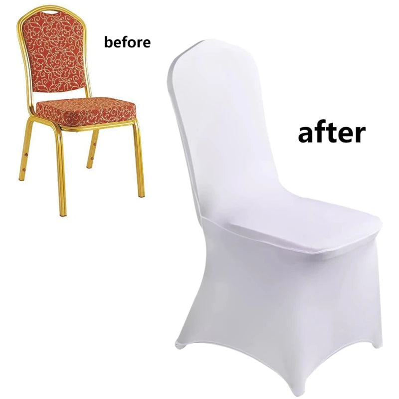 New 10-1PC White Wedding Chair Cover Spandex Stretch Slipcover Restaurant Banquet Hotel Dining Party Universal Chair Cover Decor