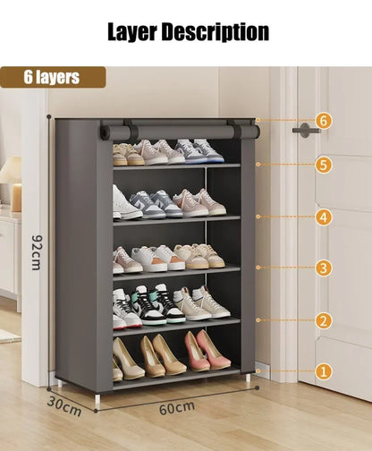 Shoe Cabinet Dustproof Fabric Multifunctional Storage Shoe Rack Moisture-proof Elevated Design Large Capacity Shoe Rack Cabinet