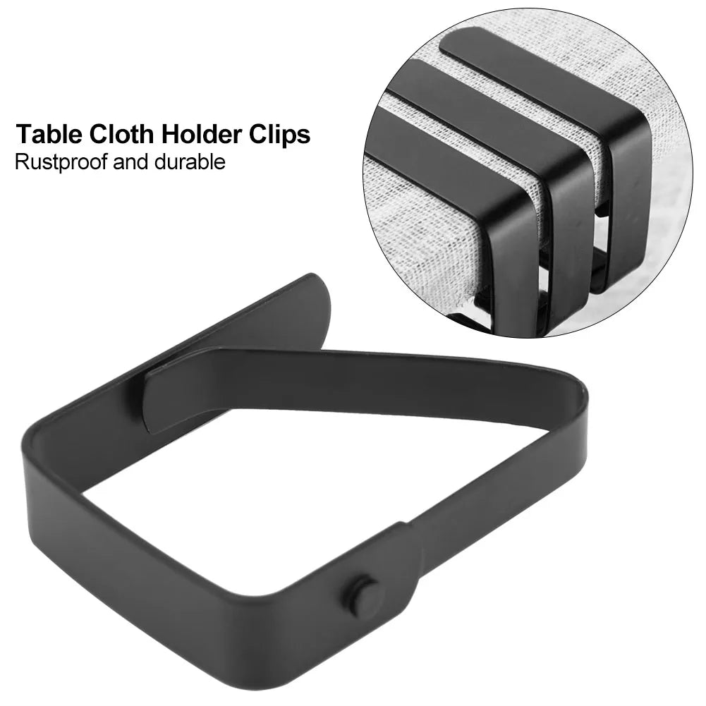 4pcs Large Table Cloth Cover Clips Stainless Steel Triangular Anti Slip Tablecloth Holder Clamps 5*4cm for Hold the Table Cloth