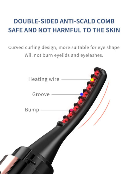 Heated Eye Lash Curler Natural Curling  Makeup Revolution Portable Electric Eyelash Curlers Safe Anti-Burn Comb with LED Display