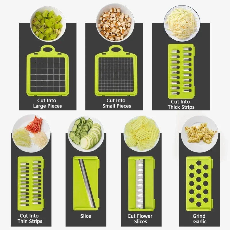 14/16 in 1 Multifunctional Kitchen Artifact Vegetable Cutter Dicer Shredder Grater Slicer Household Kitchen Supplies