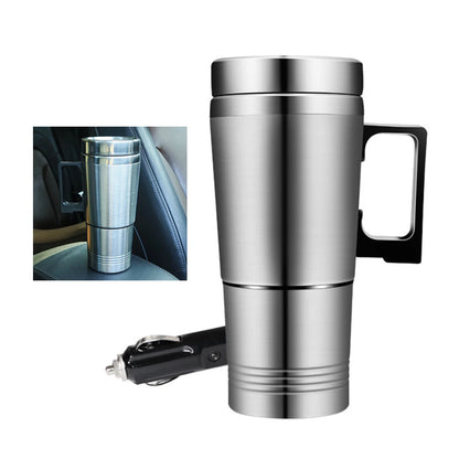 Electric Heating Car Kettle 12V/24V Water Coffee Milk Thermal Mug Stainless Steel Car Electric Heating Cup Water Heater Bottle