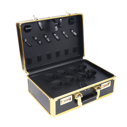 Large Hairdresser Case Gold Salon Beauty Barber Tool Kits Travel Carry Toolbox