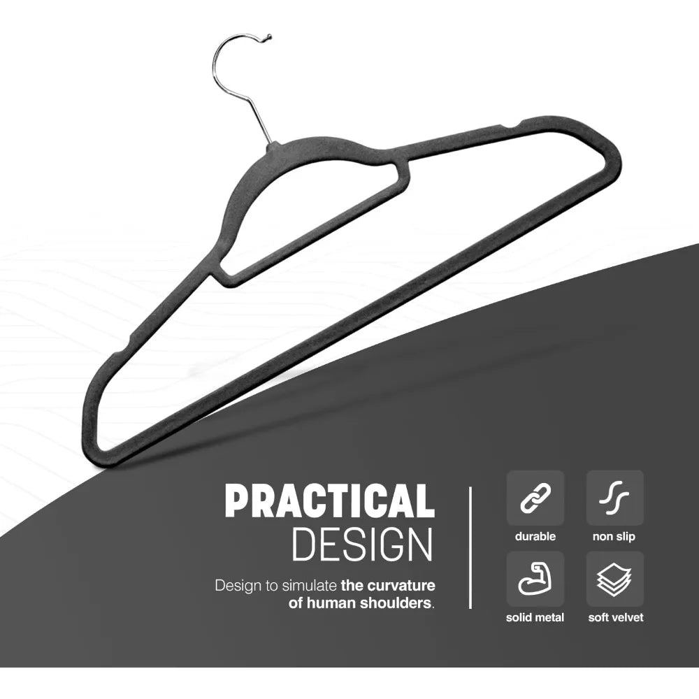 Velvet Hangers 20 Pack - Non-Slip Clothes Hangers with Tie Bar & 360° Hook, Space Saving Coat Hangers Wardrobe Organisers