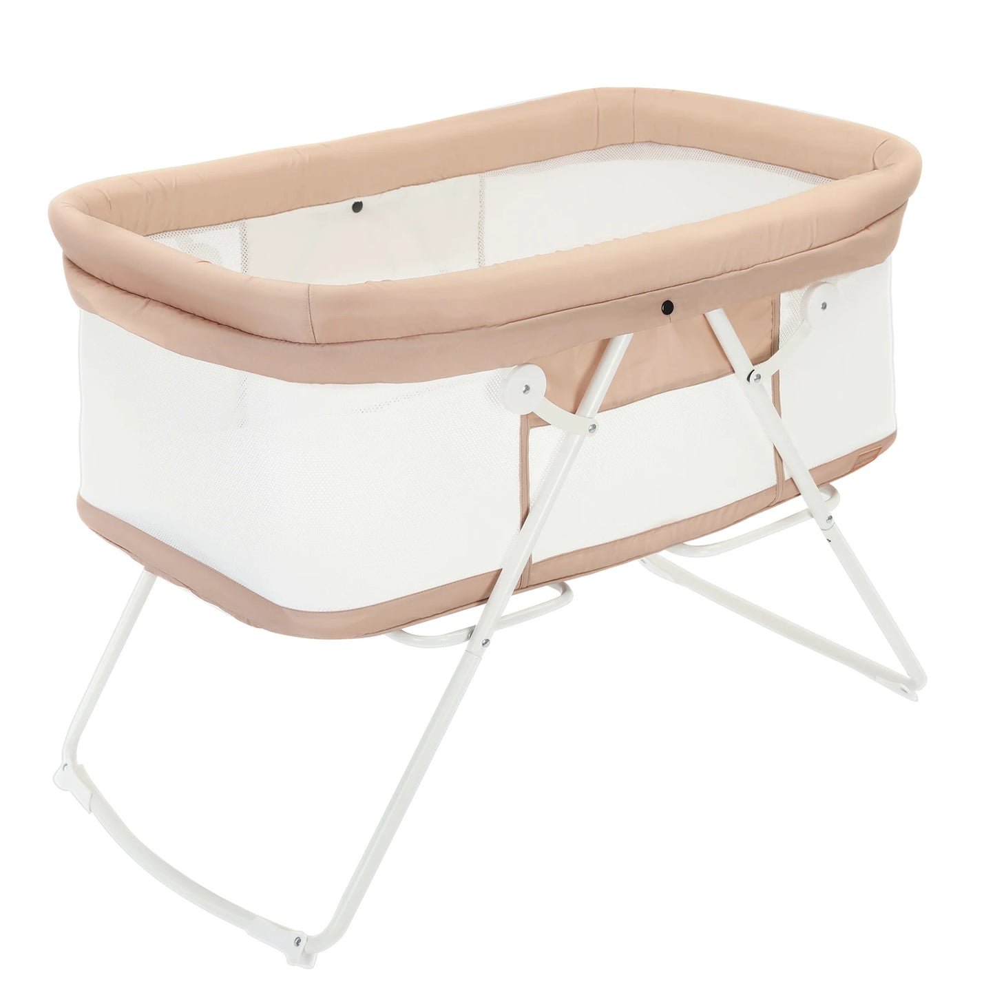 UBRAVOO Baby 2 in 1 Cribs and Cradles, Easy Folding Travel Cot with Mattress Multifunction Bedside Rocking for Newborn