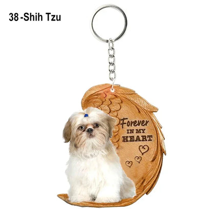 1 Piece 23 Style Dog Forever In My Heart  Angel Pendant Bag Key Chains Car Keychain Keyring  Pet Jewelry Gift For Women Girls