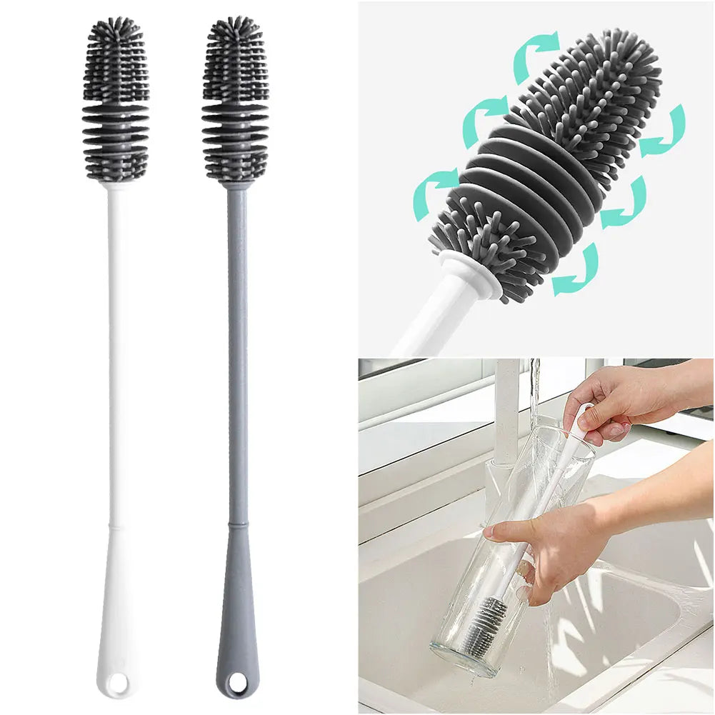 Silicone Bottle Brush Bottle Cleaning Brush Long Handle Glass Cup Cleaner Bottle Brush Cleaner for Small Narrow Neck Containers