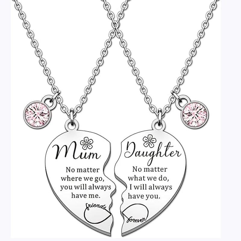 2 Pcs Mother Daughter Heart Matching Keyring Necklace Set Gifts For Mum Mothers Day Daughter Birthday Presents From Daughter