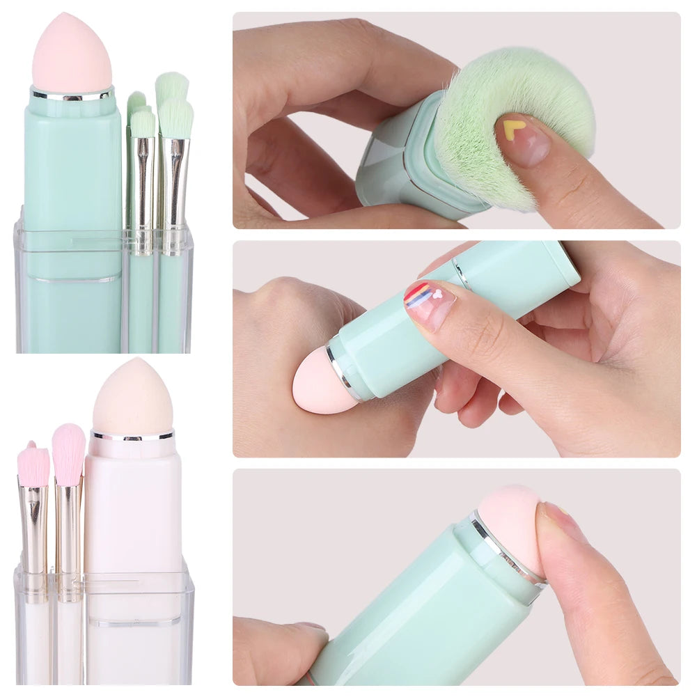 8Pcs Travel Makeup Brushes Set Powder Blush Concealer Brush Portable Nose Contour Brush Soft Bristles with Case for Women Makeup