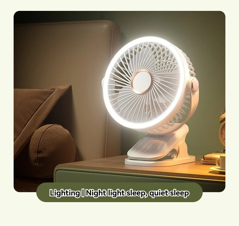 Simple clip-on small fan, student dormitory bed, night light clip fan, office desktop, USB charging clip, light electric fan