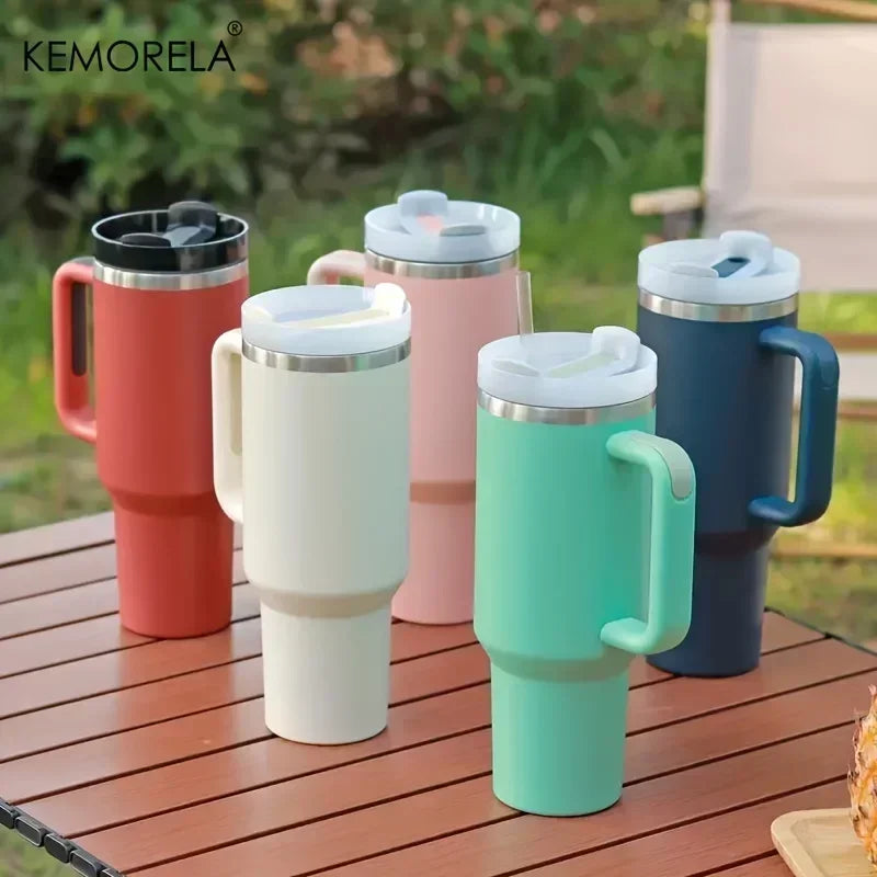 40oz Coffee Cup 1200ML High Quality Insulated Tumbler With Handle Straw Double Wall Thermal Travel Cup Perfect Gift