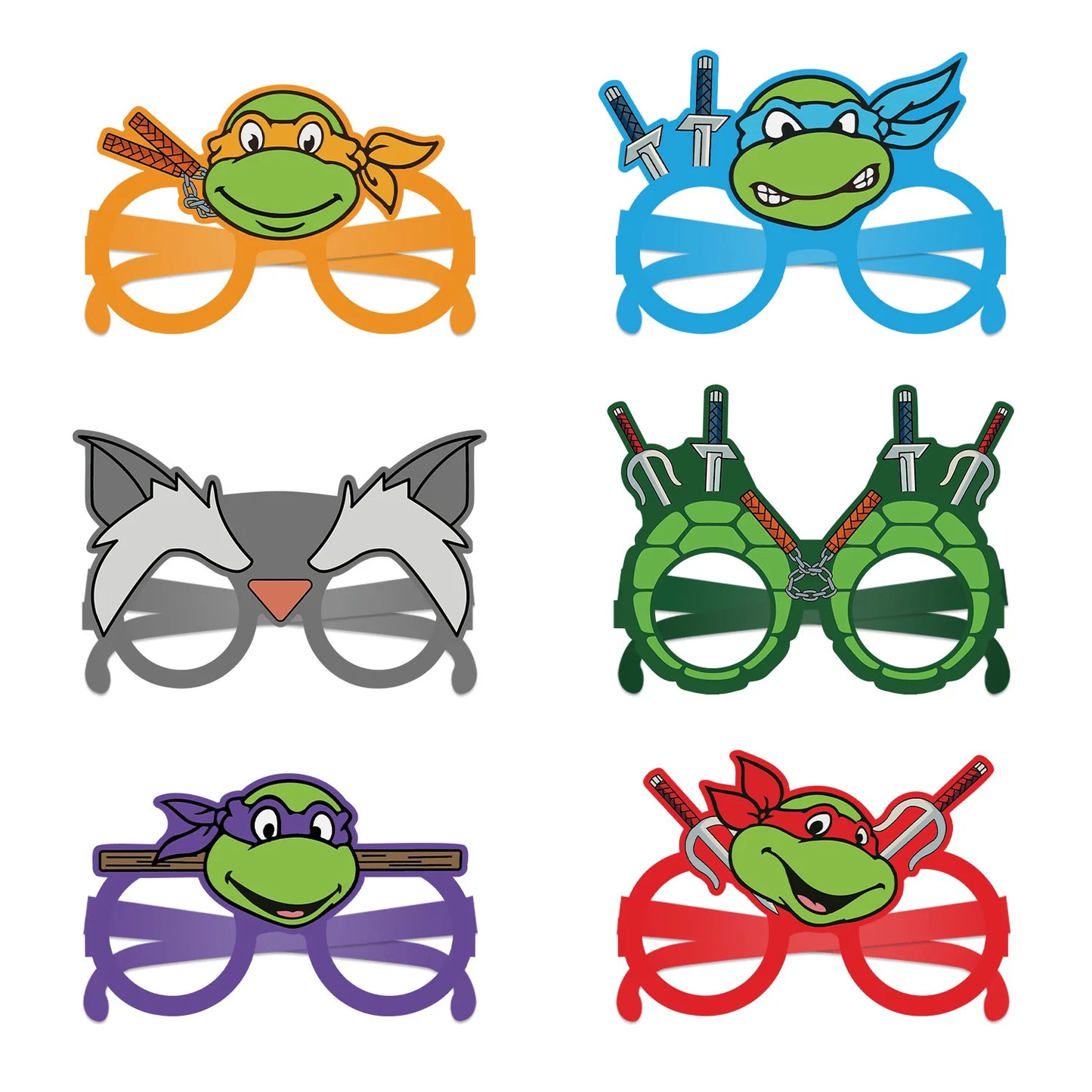 12PCS TMNT Ninja Turtles Party Decoration Paper Glasses Masks Photo Cosplay Props Children's Happy Birthday Party Supplies Gifts