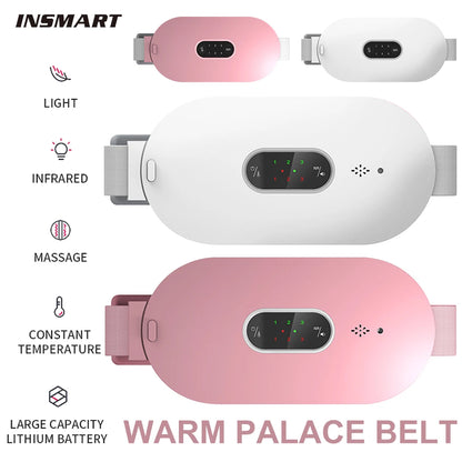 Electric Period Massager Cramp Warm Palace Belt for Menstrual Colic Relief Pain Waist Stomach Abdominal Vibrating Heating Belt