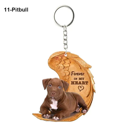 1 Piece 23 Style Dog Forever In My Heart  Angel Pendant Bag Key Chains Car Keychain Keyring  Pet Jewelry Gift For Women Girls