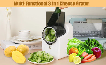 Electric Cheese Grater, Electric Slicer Shredder, Electric Vegetable Slicer Salad Maker, Fruit Cutter, Food Processor Spiralizer