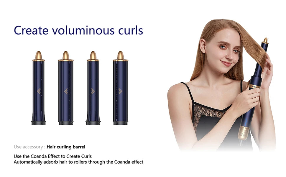 Professional Hair Curler 6-in-1 Auto-Wrap Curlers Styler Curling Rollers & Hair Dryer & Electric Hair Brush