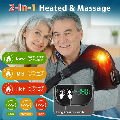 Electric Heating Pad Shoulder Vibration Massager Physiotherapy Arthritis Joint Pain Relief Belt Elbow Support Brace Thermal Wrap