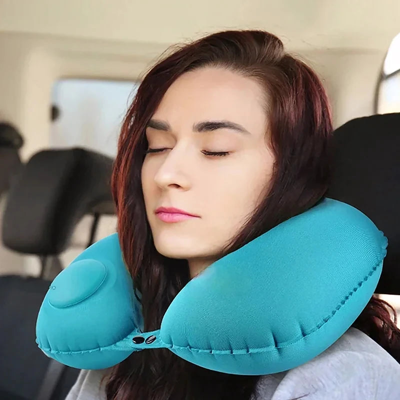 2024 New Inflatable Pillow Travel Portable Neck Protection Pillow Press Inflatable U-shaped Pillow Travel Storage Neck Pillow