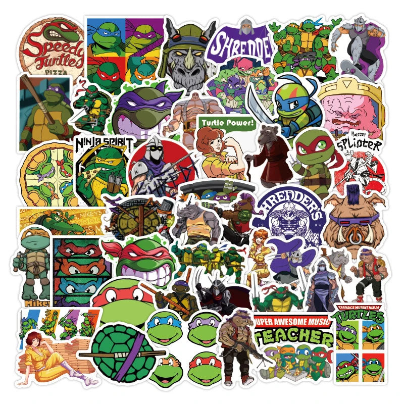 New 50PCS Ninja Turtles TMNT Anime Stickers Kawaii Cartoon Cute Aesthetic Decal Decoration Laptop Motorcycle Luggage Car Sticker