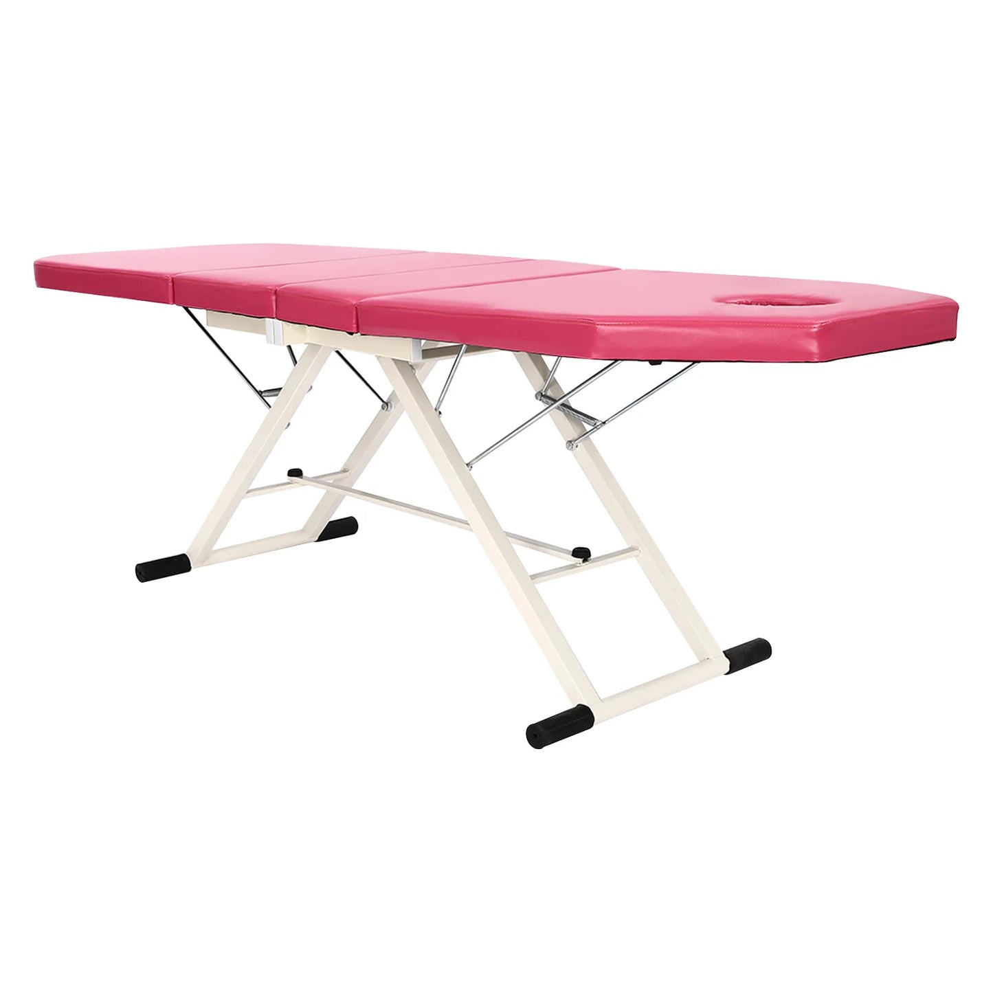 Pink Triple Fold Beauty Bed Adjustable Backrest Massage Bed Foldable Collapsible Health Salons Beauty Salons With Pillow