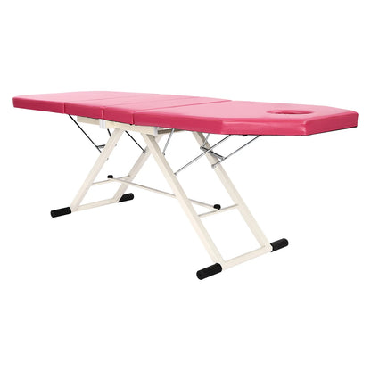 Pink Triple Fold Beauty Bed Adjustable Backrest Massage Bed Foldable Collapsible Health Salons Beauty Salons With Pillow