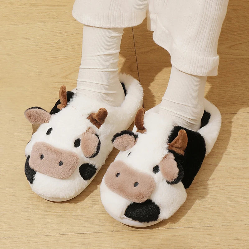 Women Warm Fur Slippers Couples House Non-Slip Soft Shoes Men Comfort Flat Heel Home Indoor Bedroom Cotton Cute Slippers