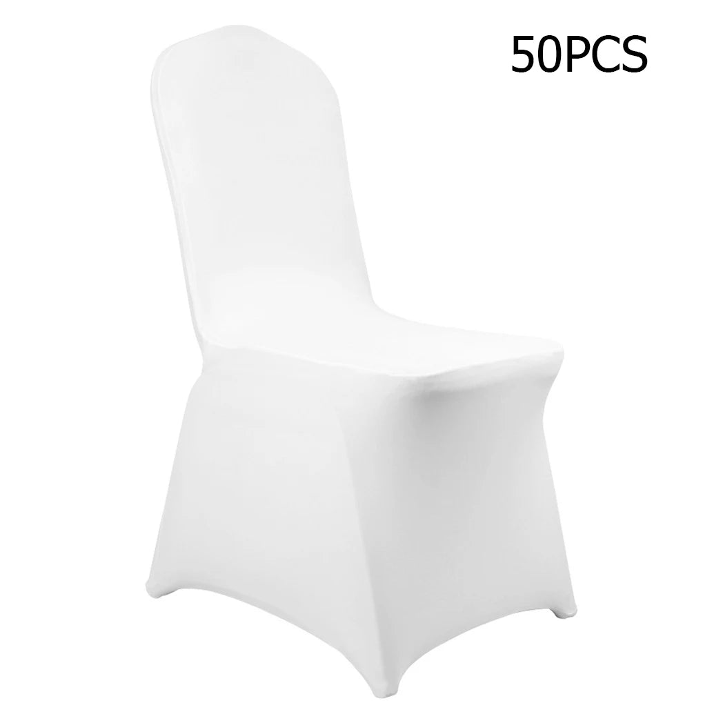 50 Pcs White Black Universal Chair Covers Stretch Spandex for Wedding Party Banquet Hotel Decor