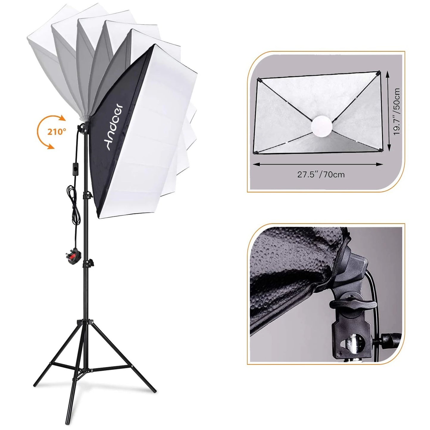 Andoer Studio Photography Light kit Softbox Lighting Set with 85W 2800K-5700K Bi-color for Studio Portrait Product Photo Video