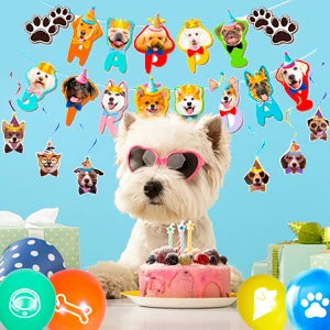 Puppy Birthday Party Supplies for Kids,159pcs Birthday Party Supplies&Tableware Set Dog Party Plates Cups Napkins Banner Balloon