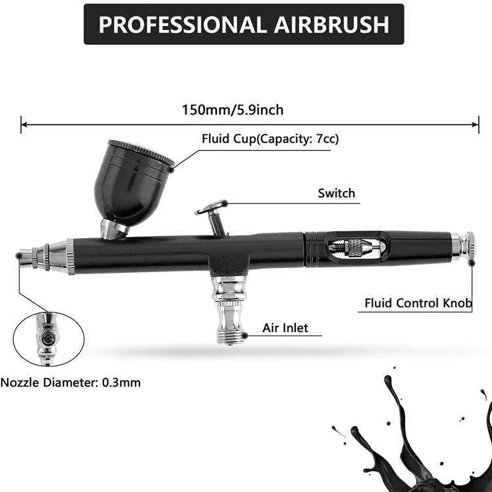 Rechargeable USB Airbrush Kit Portable Airbrush Compressor Spray Pump Handheld Airbrush Gun for FX Makeup Tattoo Painting