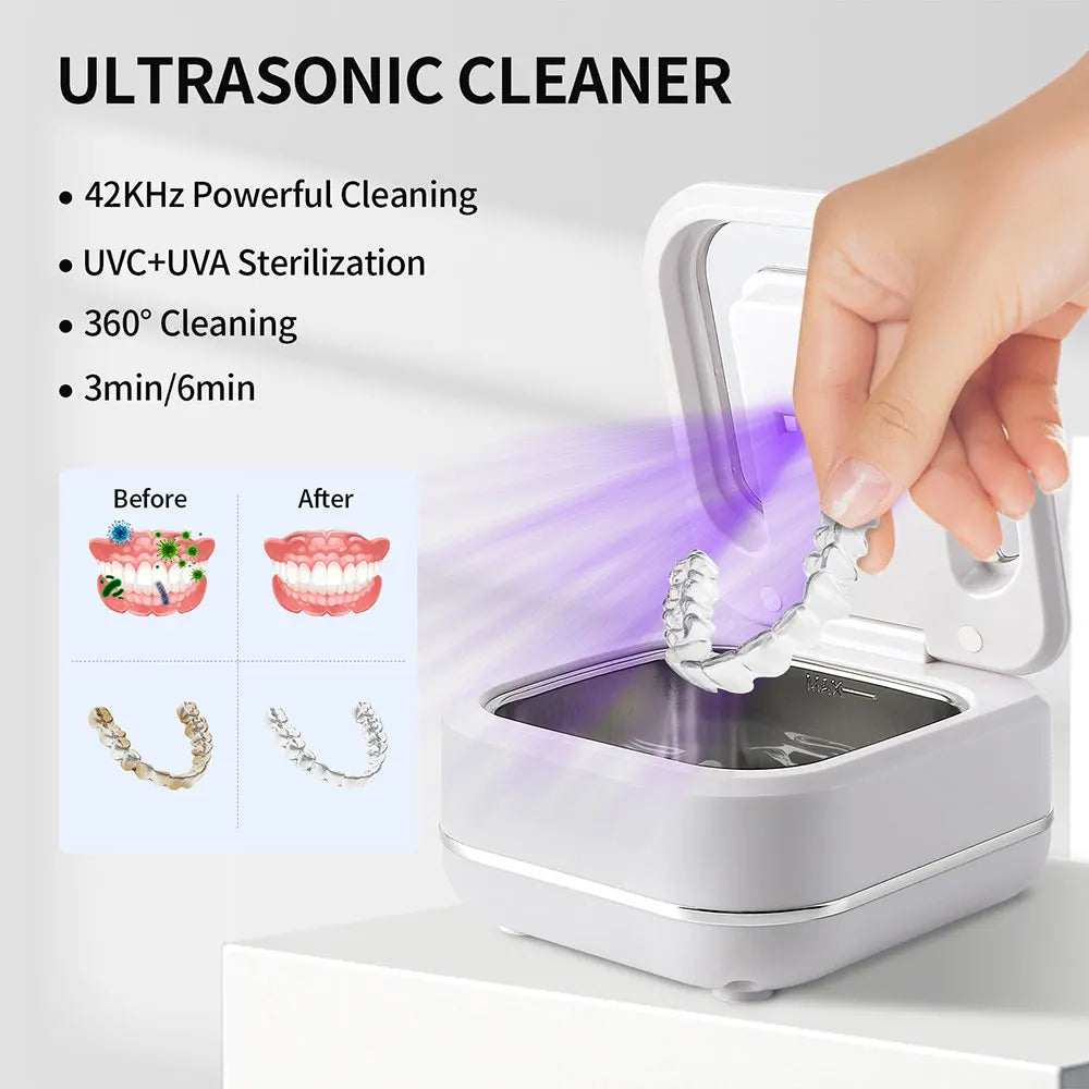 Portable Ultrasonic Cleaner UV Sterilization Ultrasonic Cleaning Machine Ultrasound Washing Bath For Glasses Jewelry Dentures