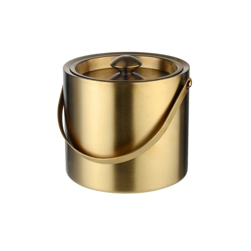 304 3L Stainless Steel Ice Bucket Portable Double Wall Insulated with Lid Hotel Wine Champagne Beverage Beer Tools