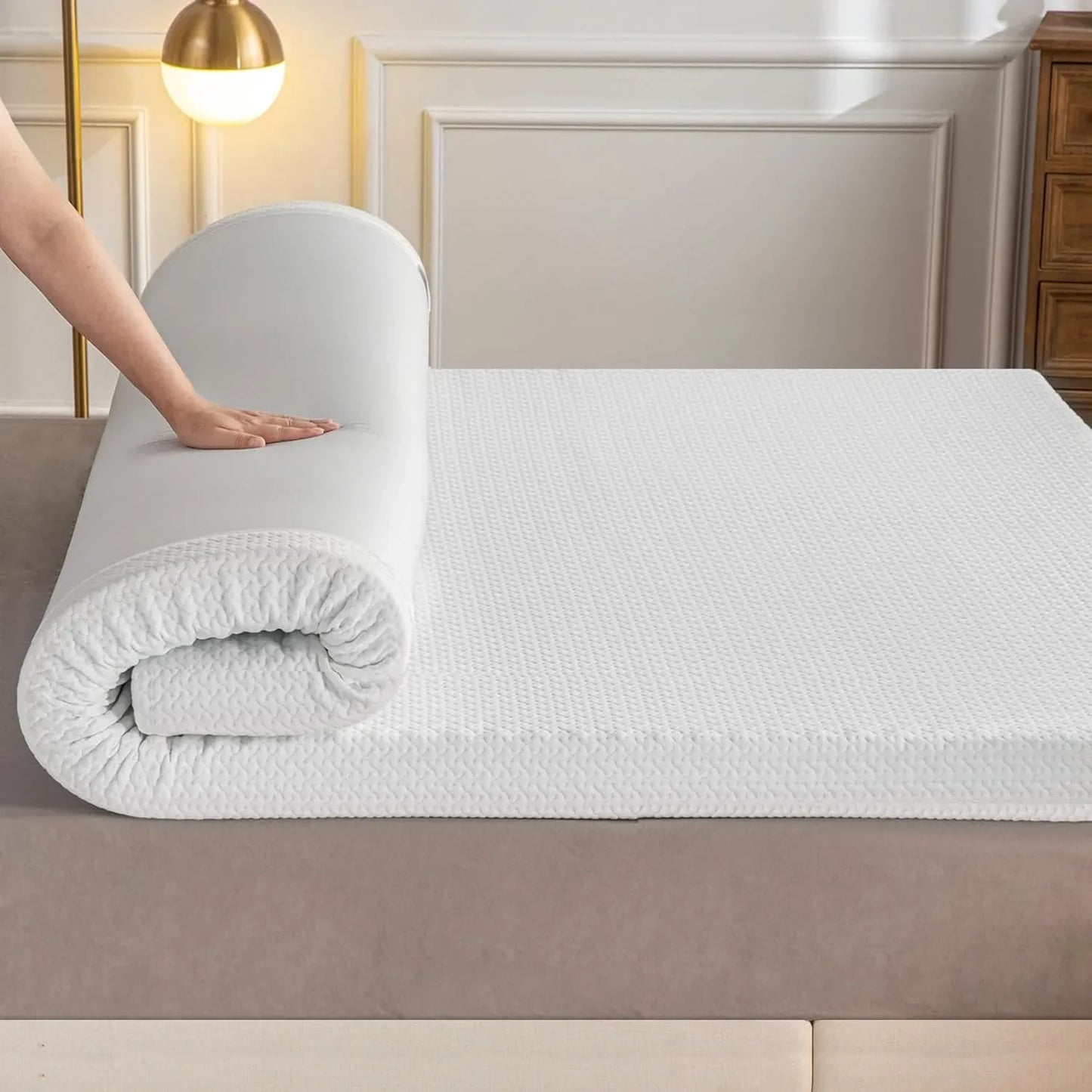 3 Inch Memory Foam Mattress Topper Double Bed,7.5cm Thickness Mattress Topper for Back Pain Relief w/ Washable Bamboo Cover