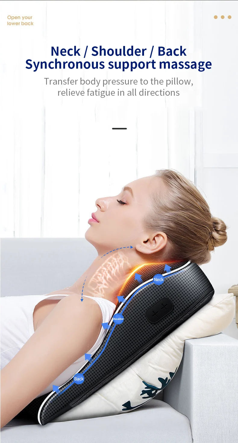 Jinkairui Electric Shiatsu Head Neck Cervical Ttraction Body Massager Car Back Pillow with Heating Vibrating Massage Device