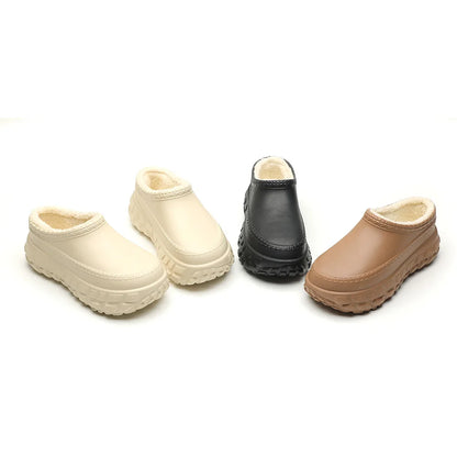 Women's Ankle Boots Anti-Slip Platform Slippers Fur Lining House Shoes Warm Comfy Slippers for Indoor & Outdoor