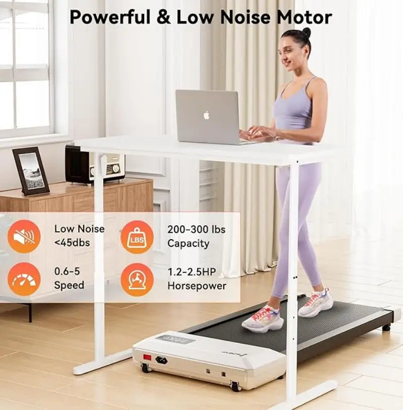 2 In 1 Under Desk Walk 35.5 X 15.5 Inch Run Area Treadmill, 1-6KM/H Treadmill for Home and Office With LCD Display