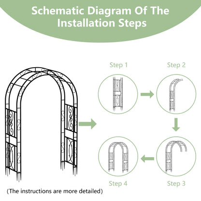 Outdoor Metal Garden Arch Trellis, Gothic Arbor for Wedding Ceremony, Climbing Plants Frame Stand Support, Tall 85"