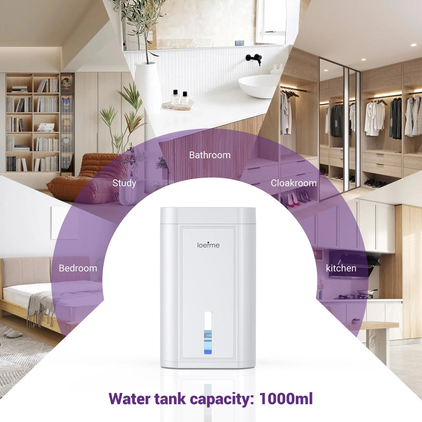 Electric Home Dehumidifier Multi-capacity For Damp, Condensation, Mould, Smells,Defrost Portable Quiet