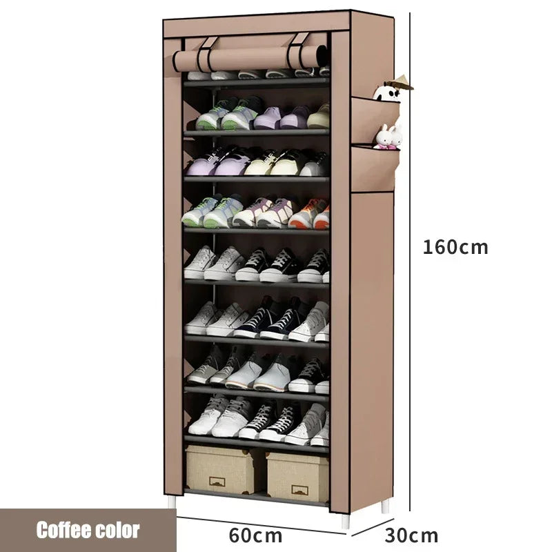 Shoe Cabinet Dustproof Fabric Multifunctional Storage Shoe Rack Moisture-proof Elevated Design Large Capacity Shoe Rack Cabinet