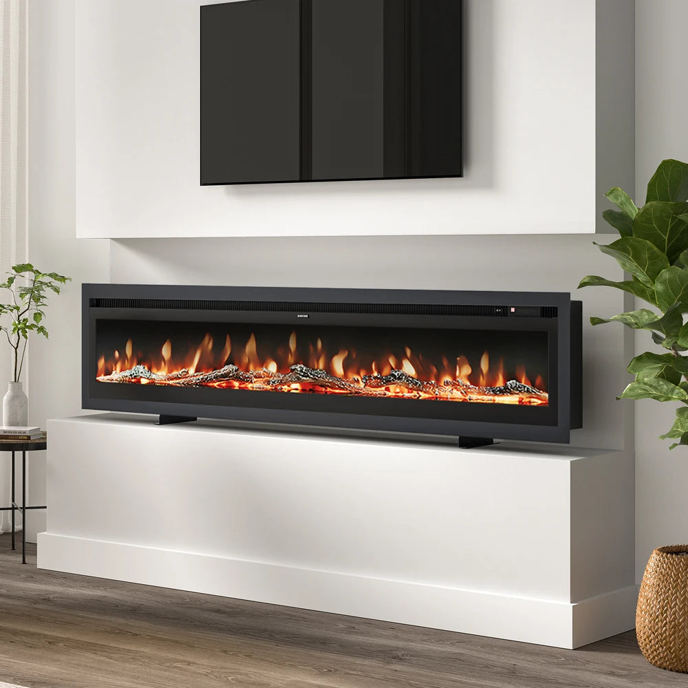 KOMORE 3 in 1 Electric Fireplace with Remote 12 Flame Colours 1800W 80&100 Inch