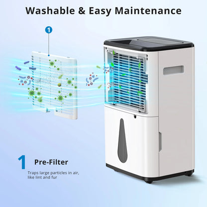 30L/Day Dehumidifier for Home, 6L Tank, Smart Digital Control, Auto Shut-Off, Energy-Efficient Dehumidifiers, Perfect for Rooms