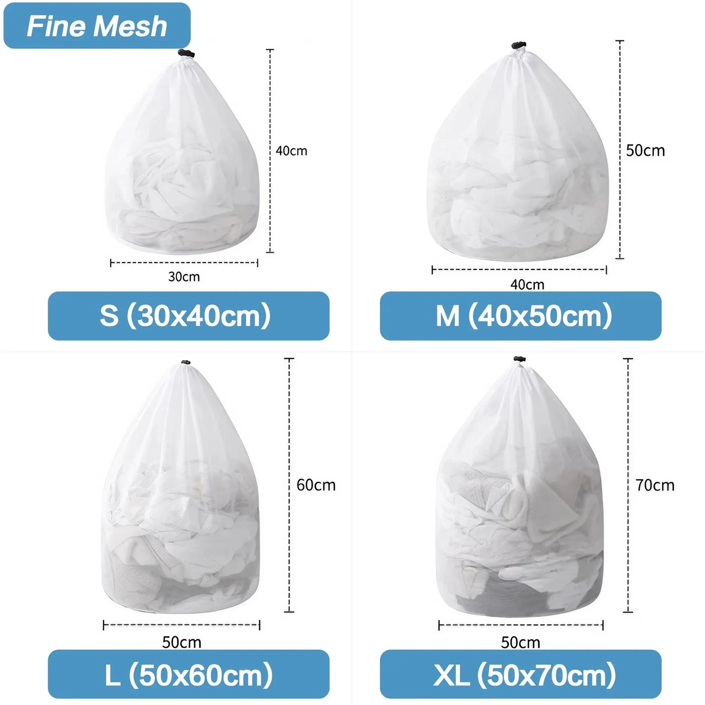 1PC Mesh Laundry Bag - Machine Washable Drawstring Design Travel Wash Bag for Blouses, Hosiery, Stockings, and Underwear