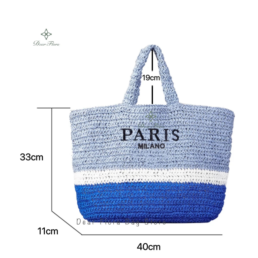 Women Summer Beach Vacation Fashion Straw Knitting Shoulder Bag Hollow Out Handwoven Handbag Portable Large Capacity Casual Tote