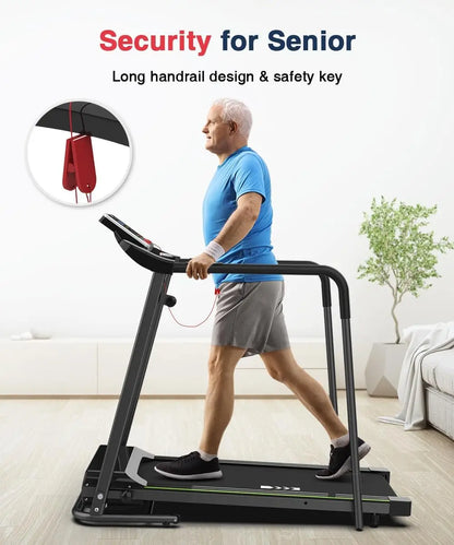 Walking Treadmill with Long Handrail for Balance, Recovery Fitness Exercise Machine Foldable for home use with Holder for Phone