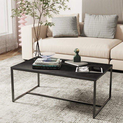 Real Marble Coffee Table, Open Accent Furniture, Living Room Table with Metal Frame, Sofa Center Tea Table, 3 Colors