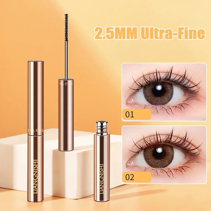 Silk Fiber Matte Mascara Makeup Ultra-Fine Brush Lengthens Eyelashes Waterproof Fast Dry Brown Black Curling Mascara Comestic