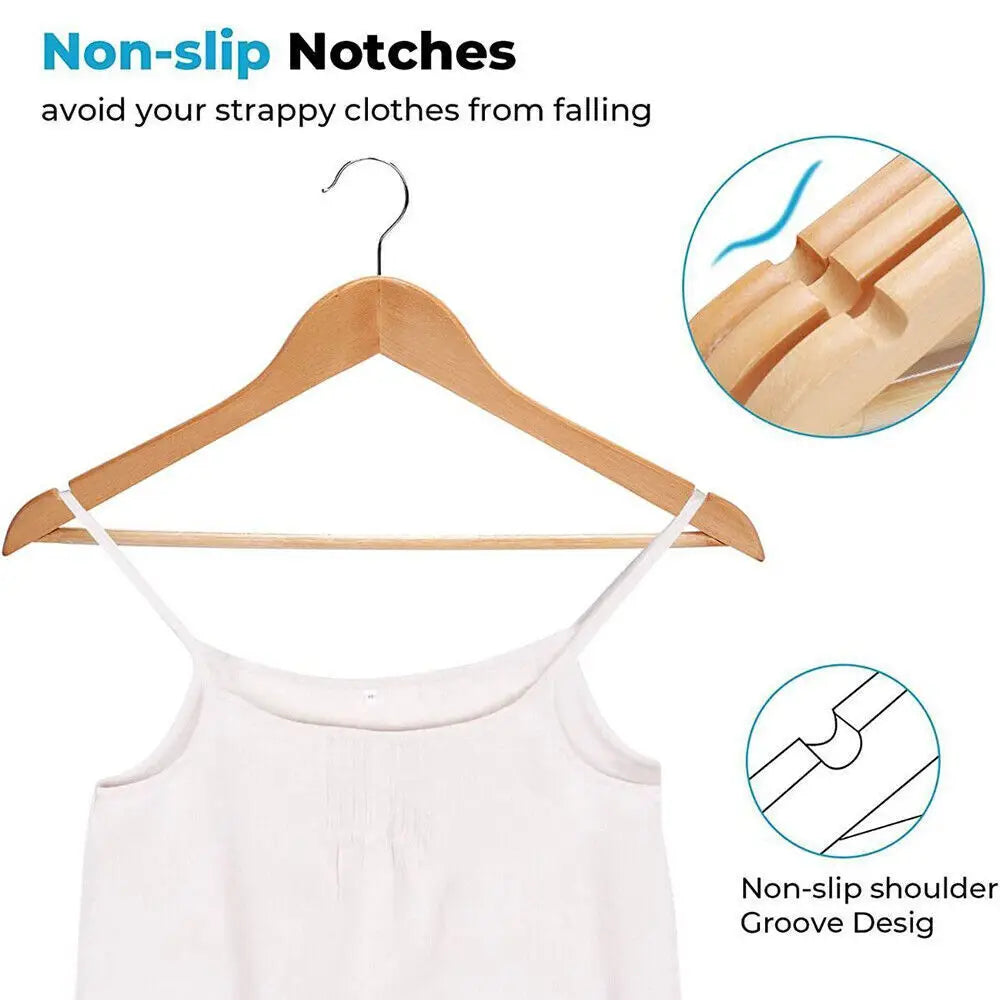 20/30Pcs Wood Coat Hangers Non-Slip Design Clothing Hanging Rack Trousers Skirt Drying Hangers Coats Jackets Clothes Display