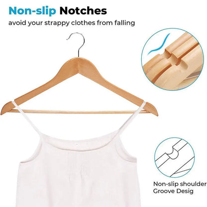 20/30Pcs Wood Coat Hangers Non-Slip Design Clothing Hanging Rack Trousers Skirt Drying Hangers Coats Jackets Clothes Display